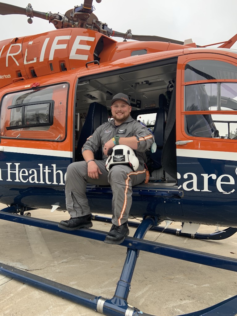 Jared Oliver in AIRLIFE helicopter
